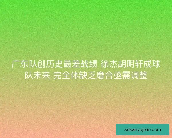 广东队创历史最差战绩 徐杰胡明轩成球队未来 完全体缺乏磨合亟需调整