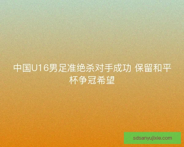 中国U16男足准绝杀对手成功 保留和平杯争冠希望
